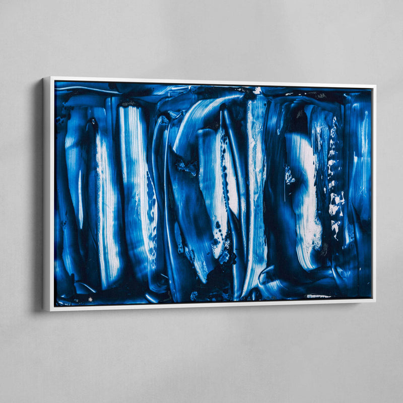 Kind of Blue IV - framed artwork on canvas is ready to hang