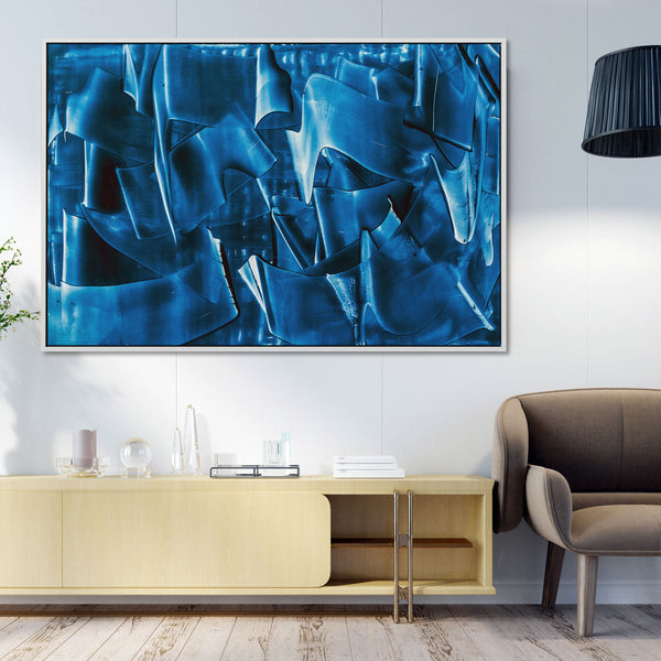 Kind of Blue VI - framed artwork on canvas is ready to hang