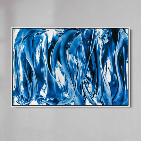 Kind of Blue VIII - framed artwork on canvas is ready to hang