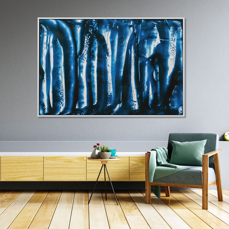 Kind of Blue IX - framed artwork on canvas is ready to hang